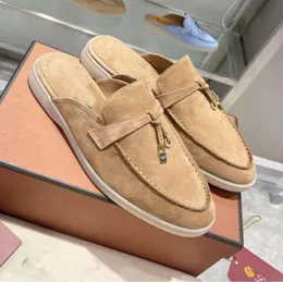 Loro top muły piana kapcie kobiety płaskie lp mokasyny prawdziwe zamsz Moccasin Rozmiar 35-42 luksusowe buty designerskie letnie poślizg