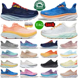 2024 Running Shoes for Men Women Bondi 8 Clifton 9 Designer Sneakers Triple Black White Pink Carbon Harbor Passion Mens Womens Outdoor Sports Runners Runnners