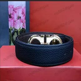 2023 Smooth Leather Belt Luxury Belts Designer för män Big Buckle New Lychee Grain 3 3cm Manlig kyskhet Topp Fashion Mens Whole282L