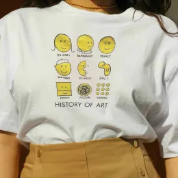 تي شيرت kuakuayu hjn التاريخ من الفن الرسم tee الصيف الأزياء القطن غير الرسمي Tshirt الكرتون Tshirt 90s الأزياء