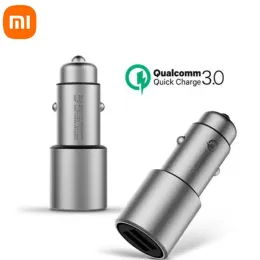 Kontroll Xiao Mijia Car Charger QC 3.0 Dual USB Quick Charge Max 5V/3A Mini Metal Car Charger Adapter för Xiao Mi iPhone Samsung Huawei