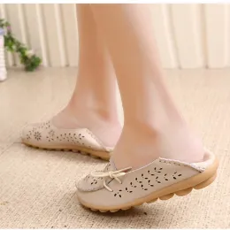 Shoes KUIDFAR Women Flats Shoes New Moccasins Lady Genuine Leather Footwear Mother Loafes Flower Shoes Woman Soft Sole Ballet 43 Size