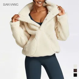 Lu Align, теплое новое зимнее уличное спортивное флисовое пальто из ягненка Fiess, женский топ для йоги, укороченные топы для спортзала, спортивная одежда для бега, свободная одежда с длинными рукавами Jack Le