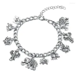 Charm-Armbänder im Vintage-Stil für Frauen mit schönem Elefanten-Anhänger, baumelnde Accessoires und Schmuck