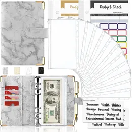 Budget Binder Cash Envelopes for Budgeting Money Organizer with Marble 6Ring Saving 240306
