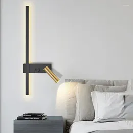 Lâmpada de parede Nordic Modern Creative LED Simples Sala de estar Sofá Fundo Decorativo Leitura Quarto Cabeceira