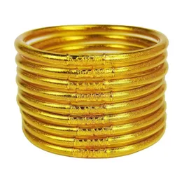 Tubo in silicone trasparente a 9 strati con riempimento in polvere d'oro, braccialetto lucido, braccialetto da donna carino color caramello JELLY BANGLE