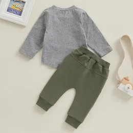 衣類セットベイビーボーイ2ピース服装コントラスト色の長袖スウェットシャツと幼児用の弾力