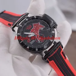 Limited edition 1835 SPECIAL COLLECTIONS T048 417 27 017 00 Quartz movement steel case Black bezel Red star dial rubber band Male 246h