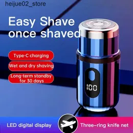 Barbeadores elétricos Novo T6 mini barbeador elétrico 3D cabeça flutuante barbeador tipo-c carregamento rápido barbeador recarregável masculino Q240318
