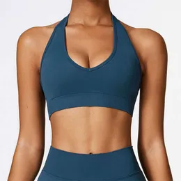Lu Align Align Lu Lemon Sports New Women Bras Time Crop Top Yoga Vest Hange Neck Shockproof Gym Push Up fies