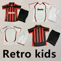 06/07 AC Retro Soccer Jerseys Kids Football Zestawy Kaka R. Carlos Camisa de Futebol Football Shirt Rivaldo Classic Vintage Jersey 666