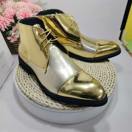 Упомянутые HBP кружево не-бренд Up Golden Color Design Design Wedding Formal Patent Leather Boots Boots