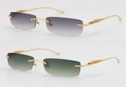 Rimless Leopard Series Optical Metal Limited Edition Solglasögon Fashion Högkvalitativ Eyewear Unisex Rostfritt stål Gyllene Glasses5929283