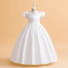 Elegante vestidos de dama de honra para meninas vestido de festa de casamento branco cerimônia de primeira comunhão longo vestido de noite crianças roupas de verão 240305