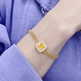2024 Choucong marca Ins braccialetti da sposa gioielli vintage oro bianco 18 carati riempimento taglio principessa giallo 5A zircone cubico diamante CZ moda donna braccialetto da spiaggia regalo