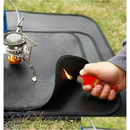 Utomhuskuddar Cam Fireproof Tyg Picknick Barbecue Flame Retardant Skydd Mat Sile Coated Grill Drop Delivery Sports Outdoors Campin Otdq8