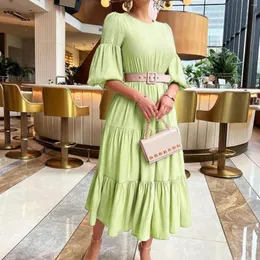 Casual Dresses Elegant Women Summer For Temperament Bubble Sleeve Peplum Waistband Dress Beach Party Vestidos Para Mujer