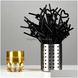 Bar Tools 1000 Pcs Flexible Disposable Plastic Bendy Party Birthday Drinking Sts Selectable Solid Mti Black Clear Ty14469600513 Drop Otcy5