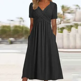 캐주얼 드레스 니트 여성 패션 패션 단단한 짧은 슬리브 느슨한 긴 드레스 포켓 섹시 레이스