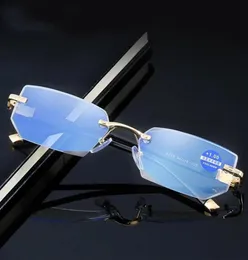 선글라스 비 또는 프레임리스 독서 안경 남성 독자를위한 블루 라이트 차단 림없는 노회안 금속 컴퓨터 안경 8999956