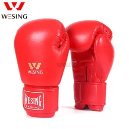 Skyddsutrustning wesing iba godkända boxningshandskar för tävlingsmikrofiber boxningshandskar blå röd 10oz 12oz yq240318