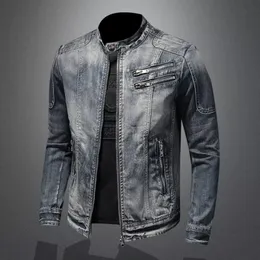 Черная джинсовая куртка, мужское мотоциклетное пальто, осень-весна 2024, облегающие куртки высокого качества, модная повседневная мужская верхняя одежда 240311