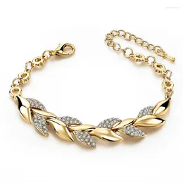 Charm Bracelets Personalized Men's Gold Plated Zircon Leaf Bracelet For Women's Neutral Wristband Gift Summer Party Accessories Lovers