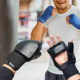 Koruyucu Dişli Yarım Parmak Boks Eldivenleri Erkekler İçin Eğitim Kadınlar Gölge Boks için Eldiven Muay Muay Thai Delme Çantası Fighting Spor YQ240318