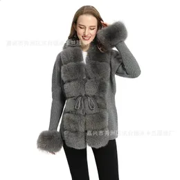 Women's Fur Faux Fur Women's Cropped Sweater Cardigan Spring Autumn Faux Fur Knit Sweater Cardigan with Faux Fur Collar Ladies Coat 231006