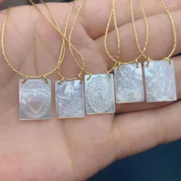 Pendant Necklaces Religiou Holy Jesus Virgin Mary Guadalupe Necklace For Women 2024 Natural Mother Of Pearl Shell Square Necklac Jewelry