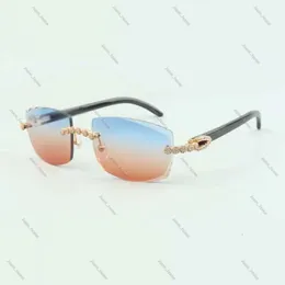 Designer-Cartirr-Brille im Diamantschliff für Herren Bouquet Diamond Buffs Sonnenbrille 3524015 mit Cart-Brille aus natürlichem schwarzem Büffelhorn und geschliffener Linse 3,0 Stärke 965