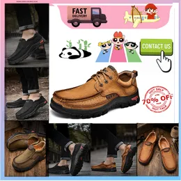 Hiking Shoes Casual Platform Designer Le1ather shoXes for men genuine leather oversized loafers for men casual Anti slip leather Training sneakers GAI