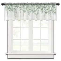 Cortina aquarela planta folha ilustração verde cortinas de cozinha tule sheer curto sala estar decoração casa voile