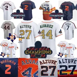 2024 Custom S-4xl koszulka 44 Aarez 7 Biggio 27 Jose Altuve 34 Nolan Ryan George Springer Michael Brantley Yuli Gurriel 2 Alex Bregman Astros Baseball Jerseys