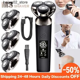 Elektriska rakare MSN Electric Razor Mens Razor Beard Trimmer Snabbladdning LCD Display 3D Razor Intelligent rengöring Q240318