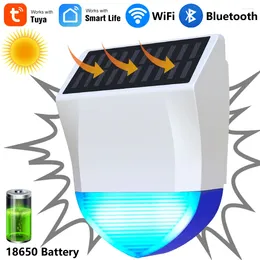 Controle Home Inteligente Tuya Life Wireless BLE WiFi Sound Light Sirene Alarme Ao Ar Livre À Prova D 'Água Solar Powered Anti-Tamper Sensor