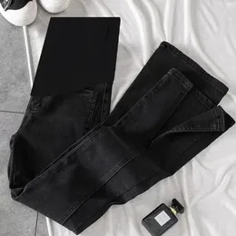 Fdfklak preto/azul jeans calças de maternidade para mulheres grávidas roupas de enfermagem gravidez bota corte calça jeans 240311