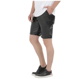 Shorts masculinos de couro falso hip hop motocicleta passeio festa discoteca extra longo para homens