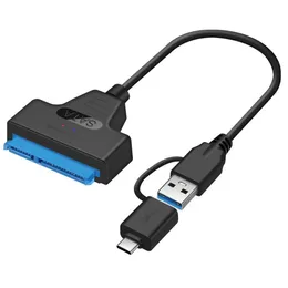 New 2 in 1 SATA to USB3.0 Type-C Adapter Cable Up To 6 Gbps High Speed Support 2.5 Inch External HDD SSD Hard Drive 22 Pin Sata