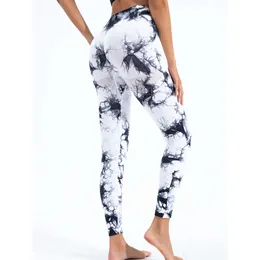 Lu Pant Align Align Lu Lemon 2024 Nuove signore senza cuciture Tie-dye Yoga Leggings vita alta elastica strato di base Bodyshaping pantaloni palestra moda