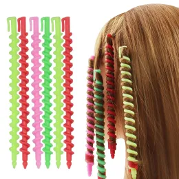 Verktyg 40st Long Spiral Hair Curlers Inga värmepiral Curls Styling Rollers Accessories For Home Salon DIY Hairstyling Random Colors