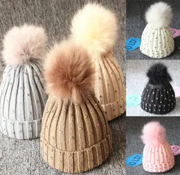 Hirigin nyfödda baby pojke flickor vinter varm päls pom bobble beanie stickade hattar casch1268403