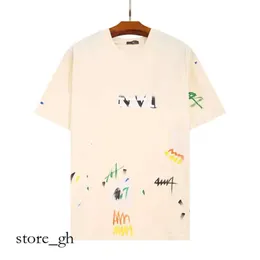 Gal Lavin Mens Designer Lanvine Thirt T Shirt Casual Man Damska TEE Ręcznie malowane atrament Graffiti Letters Lose Short-Sleeved Okrągła szyja Ubrania 810