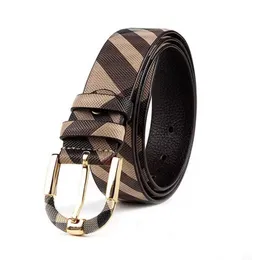Cintura di design da uomo di lusso Cinture classiche con fibbia ad ardiglione Testa in oro e argento a righe bifacciale Casual 4 colori