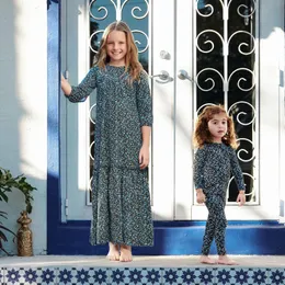 كما الزهور Modal Girls Maxi Dress Cute Girl Girl Robe Baby Set Sisters مطابقة الملابس الأسود 240311