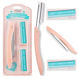 الساخنة المحمولة الحاجب المقطوعة مع 10 شفرات الحواجز الحاجب شافور Shaver Face Razor Blade Hair Hair Remover Makeup Tools for Women