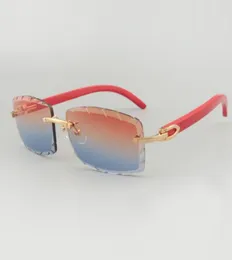 Czerwone drewniane okulary przeciwsłoneczne 8100915 z rozciętym obiektywem 56 mm 30 grubość 07755598