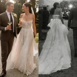 Linha boho um vestido para no noiva, vestidos de noiva fulllace, vestidos novia corpete botão de costas