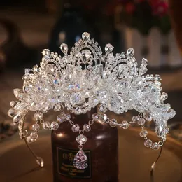 Kmvexo Baroque Luxury Crystal Bridal Tiaras Cubic Zircon Crown Rhinestone Pageant Diademヘッドピースウェディングヘアアクセサリー240318